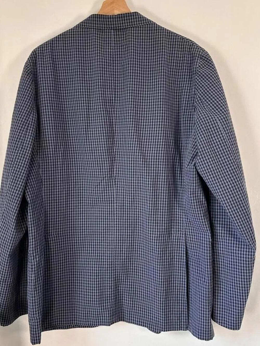 The Gigi Made in Italy Cotton Check Blazer Sport Coat Size 56 Blue Gray US46